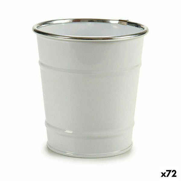 Blumentopf Würfel Weiß Silberfarben Zink 10,5 x 10,5 x 10,5 cm (72 Stück)