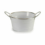 Blumentopf Ibergarden Weiß Silberfarben Zink Würfel 27,5 x 10,5 x 20 cm (24 Stück)