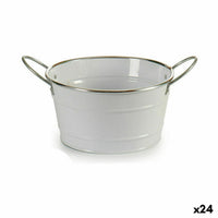 Blumentopf Ibergarden Weiß Silberfarben Zink Würfel 27,5 x 10,5 x 20 cm (24 Stück)