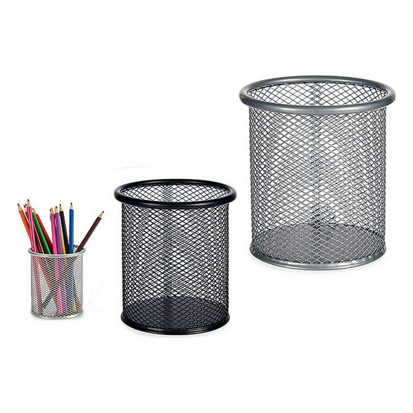 Bleistifthalter Pincello Schwarz Silber Metall 9 x 9,7 x 9 cm (12 Stück)