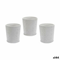 Blumentopf Ibergarden DX43436-F12 Weiß aus Keramik Muster 12,3 x 12 x 12,3 cm (144 Stück)