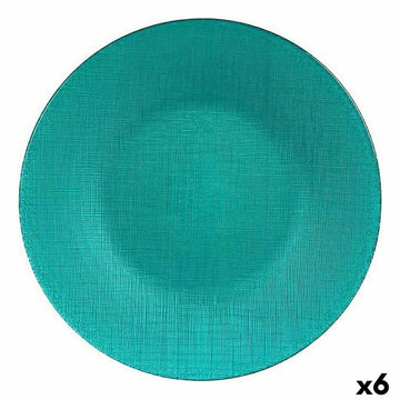 Flacher Teller Vivalto 323928P 323928P türkis Glas 27,5 x 2 x 27,5 cm (6 Stück)