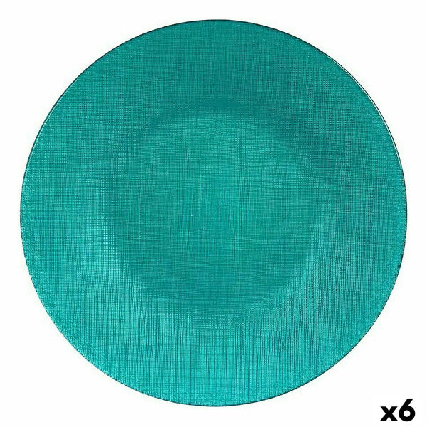 Flacher Teller Vivalto 323928P 323928P türkis Glas 27,5 x 2 x 27,5 cm (6 Stück)