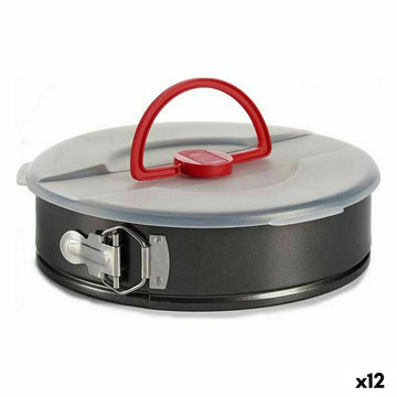 Kuchenplatte Kinvara Schwarz Rot Durchsichtig Metall Polypropylen Eisen 27 x 7 x 27 cm mit Deckel (12 Stück)