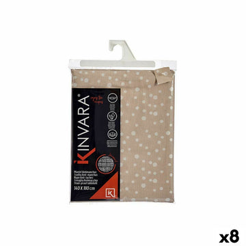 Fleckenabweisende Tischdecke Kinvara Weiß Beige Jacquard Fleckenbeständig Punkte 140 x 180 cm (8 Stück)