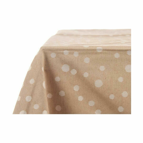 Fleckenabweisende Tischdecke Kinvara Weiß Beige Jacquard Fleckenbeständig Punkte 140 x 180 cm (8 Stück)