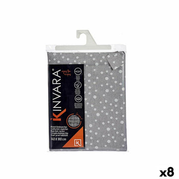 Fleckenabweisende Tischdecke Kinvara Weiß Grau Jacquard Fleckenbeständig Punkte 140 x 180 cm (8 Stück)