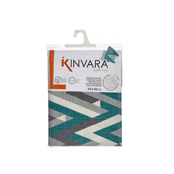 Fleckenabweisende Tischdecke Kinvara grün Grau Abdeckung Fleckenbeständig Streifen 140 x 180 cm (10 Stück)