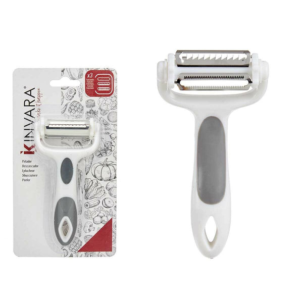 Schäler Kinvara Weiß Grau Edelstahl Polypropylen TPR 12 x 3 x 22 cm 3 in 1 (12 Stück)