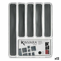 Besteckkasten Kinvara Grau Durchsichtig Silikon Kunststoff TPR Wiederverwerteter Kunststoff 32,3 x 4,5 x 40 cm (12 Stück)