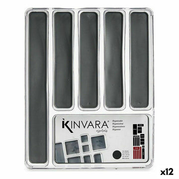 Besteckkasten Kinvara Grau Durchsichtig Silikon Kunststoff TPR Wiederverwerteter Kunststoff 32,3 x 4,5 x 40 cm (12 Stück)
