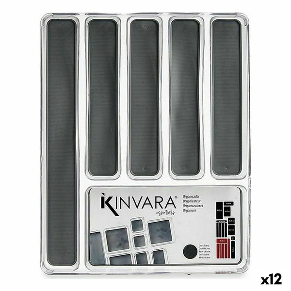 Besteckkasten Kinvara Grau Durchsichtig Silikon Kunststoff TPR Wiederverwerteter Kunststoff 32,3 x 4,5 x 40 cm (12 Stück)