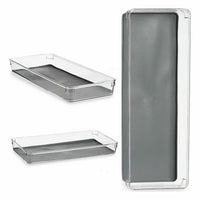 Schubladen-Organizer Wiederverwerteter Kunststoff Grau 16 x 4,5 x 40 cm (24 Stück)