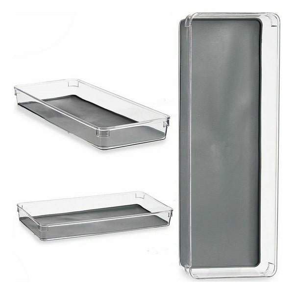Schubladen-Organizer Wiederverwerteter Kunststoff Grau 16 x 4,5 x 40 cm (24 Stück)