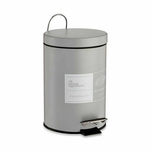 Papierkorb mit Pedal Berilo Beauty Products Weiß Grau Stahl Kunststoff 3 L (6 Stück)