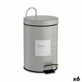 Papierkorb mit Pedal Berilo Beauty Products Weiß Grau Stahl Kunststoff 3 L (6 Stück)