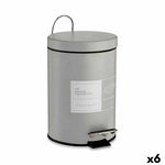 Papierkorb mit Pedal Berilo Beauty Products Weiß Grau Stahl Kunststoff 3 L (6 Stück)