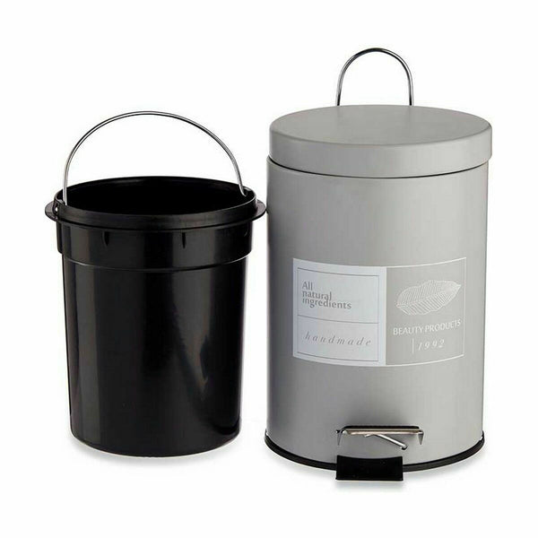 Papierkorb mit Pedal Berilo Beauty Products Weiß Grau Stahl Kunststoff 3 L (6 Stück)