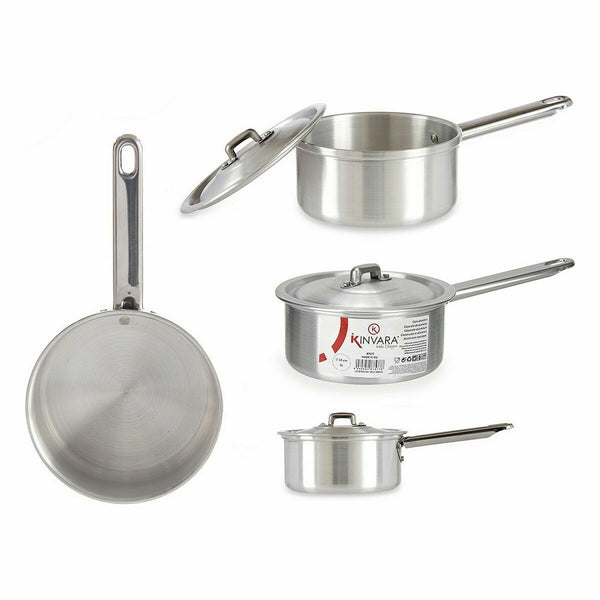 Topf mit Deckel Kinvara Silberfarben Aluminium Ø 14 cm 1 L 28 x 9 x 16 cm 16 x 9 x 28 cm (10 Stück)