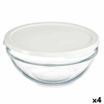 Runde Lunchbox mit Deckel Pasabahce 1113327-53573 Chefs Weiß 1,7 L (4 Stück)