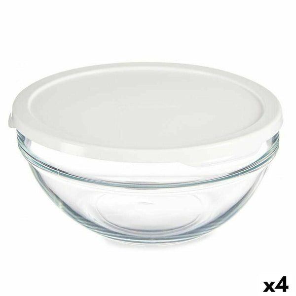 Runde Lunchbox mit Deckel Pasabahce 1113327-53573 Chefs Weiß 1,7 L (4 Stück)