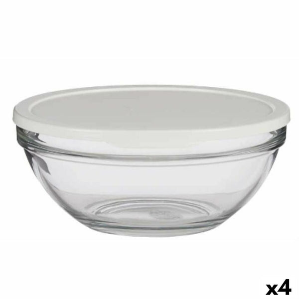 Runde Lunchbox mit Deckel Pasabahce 1113328-53583 Chefs Weiß 2,5 L (4 Stück)