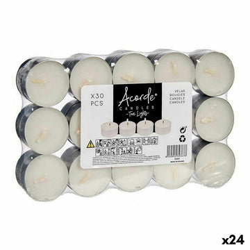 Kerzen-Set Acorde Weiß Silberfarben klein (24 Stück)