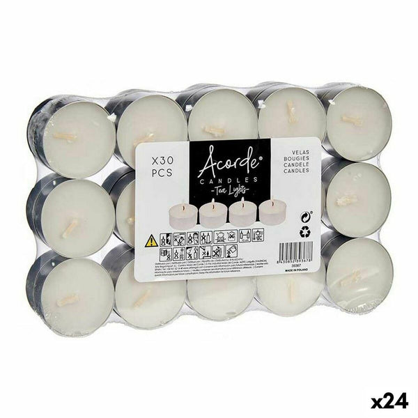 Kerzen-Set Acorde Weiß Silberfarben klein (24 Stück)