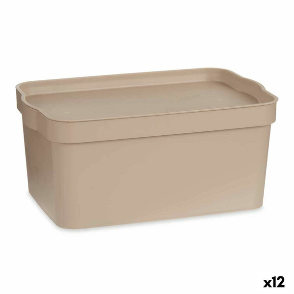 Aufbewahrungsbox mit Deckel Kipit TP594-3 Beige Kunststoff 7,5 L 21,5 x 14,5 x 32 cm (12 Stück)