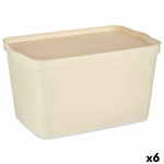 Aufbewahrungsbox mit Deckel Kipit TP596-3 Creme Kunststoff 24 L 29,3 x 24,5 x 45 cm (6 Stück)