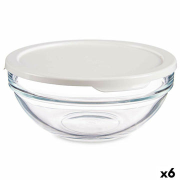 Runde Lunchbox mit Deckel Pasabahce 1113325-53553 Chefs Weiß 595 ml (6 Stück)