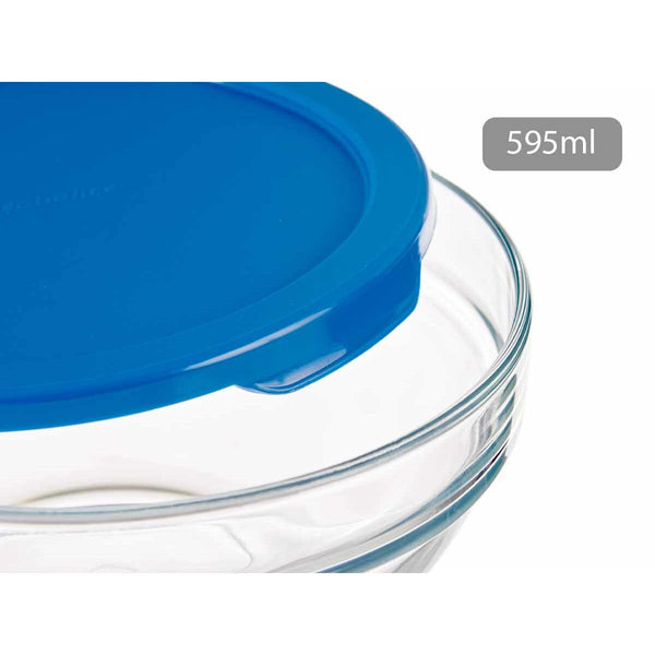 Runde Lunchbox mit Deckel Pasabahce 1113321-53553 Chefs Blau 595 ml (6 Stück)