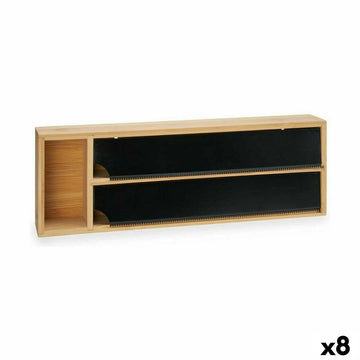 Papierspender Kinvara Schwarz natürlich Bambus Edelstahl 40 x 7 x 13 cm Double (8 Stück)