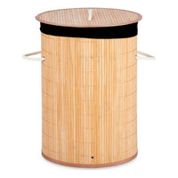 Korb für schmutzige Wäsche Kipit BA1315-436 Schwarz natürlich Metall Bambus Holz MDF 48 L (4 Stück)