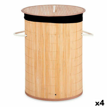 Korb für schmutzige Wäsche Kipit BA1315-436 Schwarz natürlich Metall Bambus Holz MDF 48 L (4 Stück)