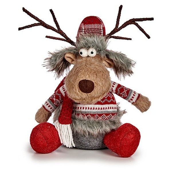 Deko-Figur Krist+ Weiß Braun Rot Grau Hirsch 17 x 30 x 27 cm (4 Stück)