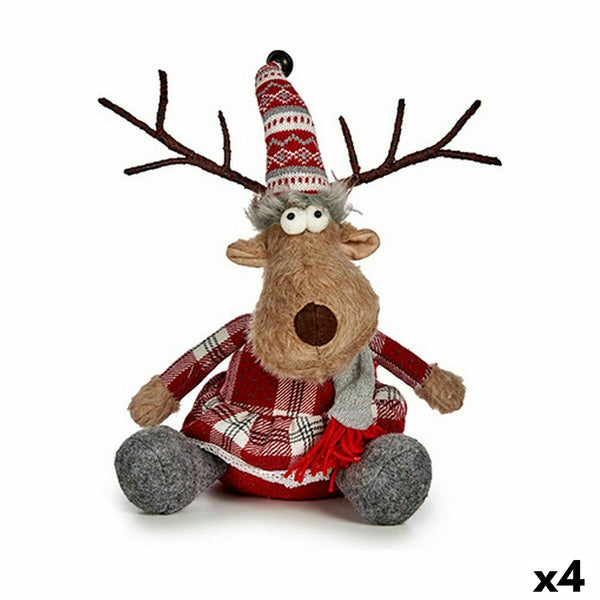 Deko-Figur Krist+ Weiß Braun Rot Grau Hirsch 16 x 30 x 30 cm (4 Stück)