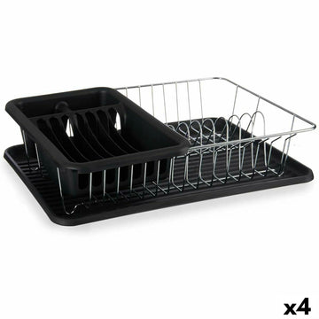 Abtropfsieb für die Spüle Kinvara Schwarz 43,5 x 11 x 33,5 cm (4 Stück)