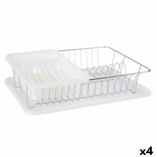 Abtropfsieb für die Spüle Kinvara Weiß 43,5 x 11 x 33,5 cm (4 Stück)