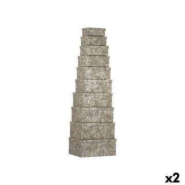 Satz stapelbarer Organizerboxen Pincello Anthrazit Pappe Streifen (2 Stück)