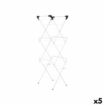 Faltbarer Wäscheständer Kipit WR4062A-1NB-489 Weiß Schwarz Polypropylen Eisen 47 x 41 x 136 cm Vertikal (5 Stück)