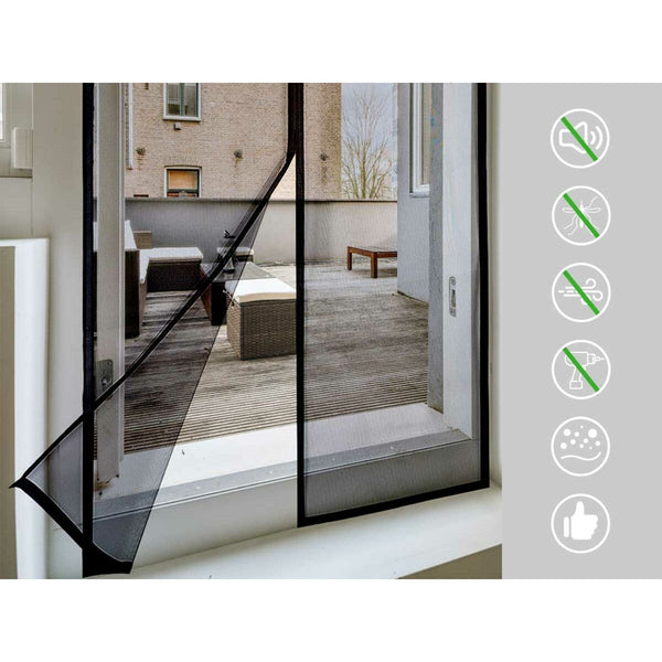 Moskitonetz Kipit BA2301-490 Schwarz Polyester Magnet 90 x 210 cm Plattenspeicher (12 Stück)