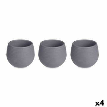 Blumentopfset Ibergarden ES0501102S3 Anthrazit Kunststoff 16,5 x 16,5 x 14,5 cm (4 Stück)
