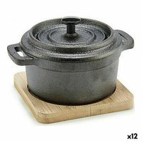 Kochtopf Kinvara Braun Schwarz Holz Bambus Geschmiedetes Eisen 13 x 8,5 x 10 cm 10 x 8.5 x 13 cm 13 x 10 x 8,5 cm (12 Stück)