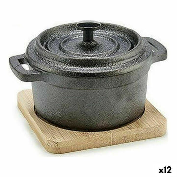Kochtopf Kinvara Braun Schwarz Holz Bambus Geschmiedetes Eisen 13 x 8,5 x 10 cm 10 x 8.5 x 13 cm 13 x 10 x 8,5 cm (12 Stück)