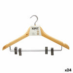 Aufhänger-Set Kipit 29100195 Braun Silberfarben Holz Metall 44,5 x 1,5 x 24,5 cm Klammern (24 Stück)
