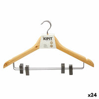 Aufhänger-Set Kipit 29100195 Braun Silberfarben Holz Metall 44,5 x 1,5 x 24,5 cm Klammern (24 Stück)