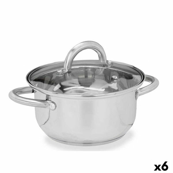 Kasserolle mit Glasabdeckung Kinvara Durchsichtig Silberfarben 27 x 10 x 19,5 cm (6 Stück)