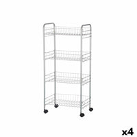 Gemüsewagen Kinvara Silberfarben Silber Metall Polypropylen Kunststoff 37 x 27 x 82,5 cm 26,5 x 82 x 8,5 cm (4 Stück)