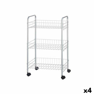 Gemüsewagen Kinvara Silberfarben Silber Metall Polypropylen Kunststoff 37 x 27 x 62,3 cm 26,5 x 56 x 8,5 cm (4 Stück)
